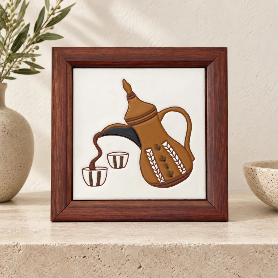 Premium front view of Coffee Pot and Cups
