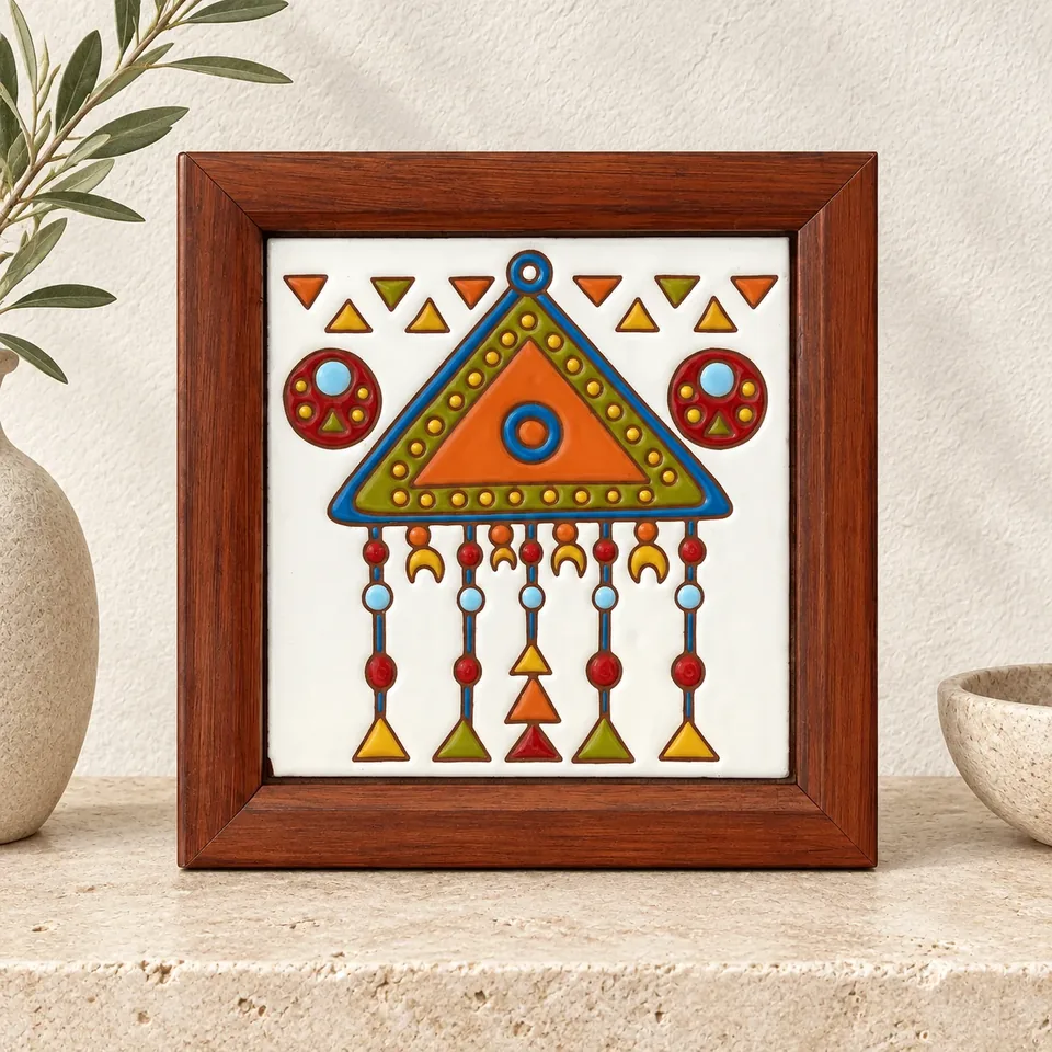 Premium front view of Triangular Folk Hanging Ornament