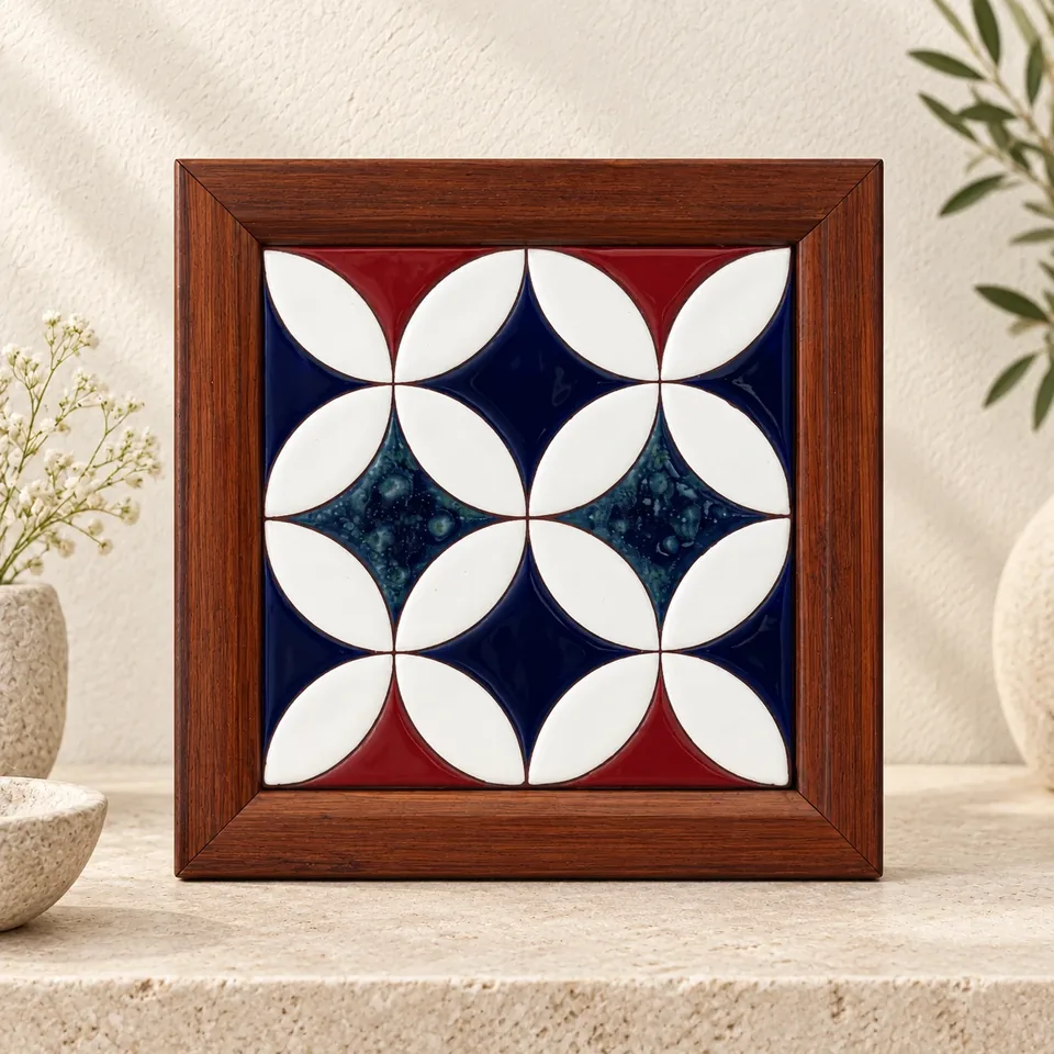 Premium front view of Four-Petal Geometric Lattice