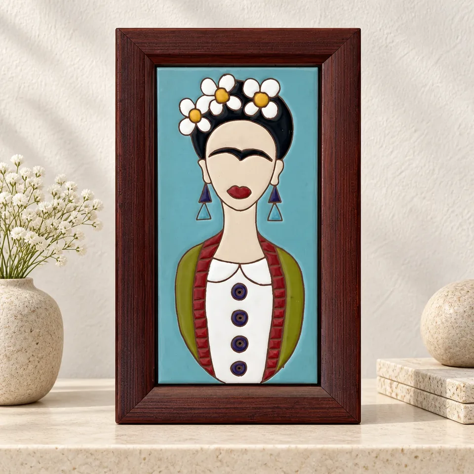 صورة أمامية محسنة لمنتج بورتريه امرأة بتاج من الزهور